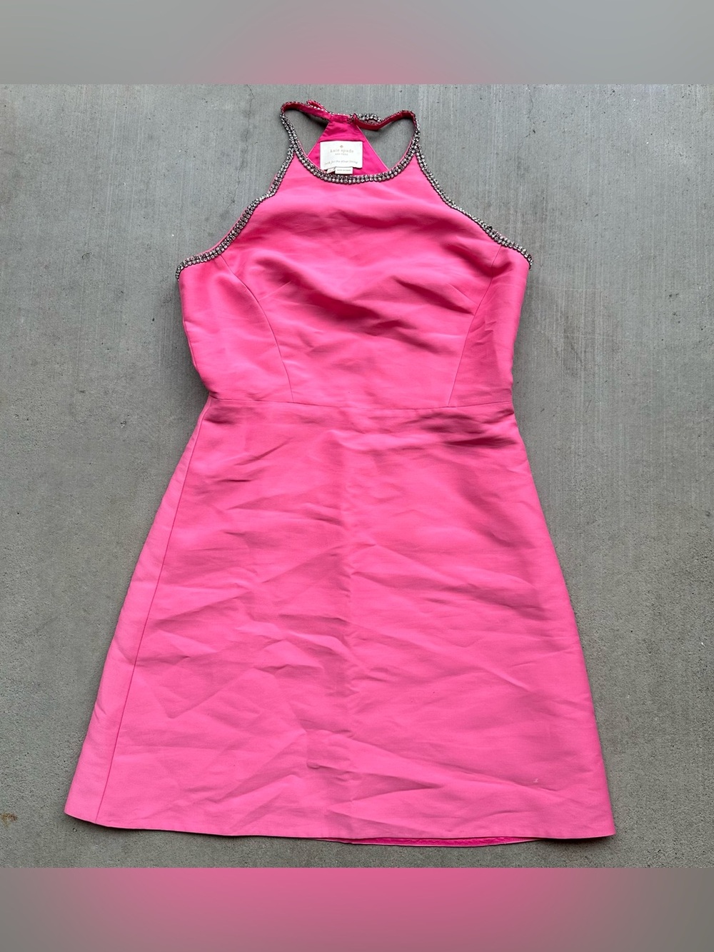 Authentic Kate Spade Rhinestone Trim Mini Cocktail Dress Pink Halter Size 6